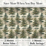 Pine Branch with White Blossom Pattern on Light Background Digital Print Fabric by the Metre UK Sewing Quilting Textile