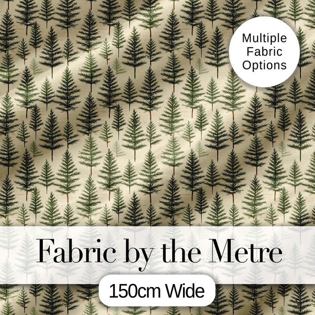 Pine Sprig Pattern on Warm Neutral Background Digital Print Fabric by the Metre UK Sewing Quilting Textile