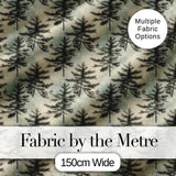 Vintage Pine Tree Silhouette  on Soft Neutral Background with Subtle Texture Digital Print Fabric by the Metre UK Sewing Quilting Textile