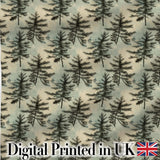 Vintage Pine Tree Silhouette  on Soft Neutral Background with Subtle Texture Digital Print Fabric by the Metre UK Sewing Quilting Textile