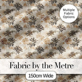 Beige Botanical Floral Pattern with Delicate Leaves and Chrysanthemum Flowers Digital Print Fabric by the Metre UK Sewing Quilting Textile