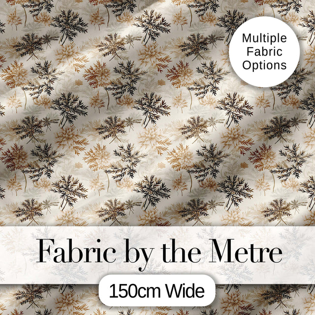 Beige Botanical Floral Pattern with Delicate Leaves and Chrysanthemum Flowers Digital Print Fabric by the Metre UK Sewing Quilting Textile