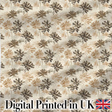 Beige Botanical Floral Pattern with Delicate Leaves and Chrysanthemum Flowers Digital Print Fabric by the Metre UK Sewing Quilting Textile