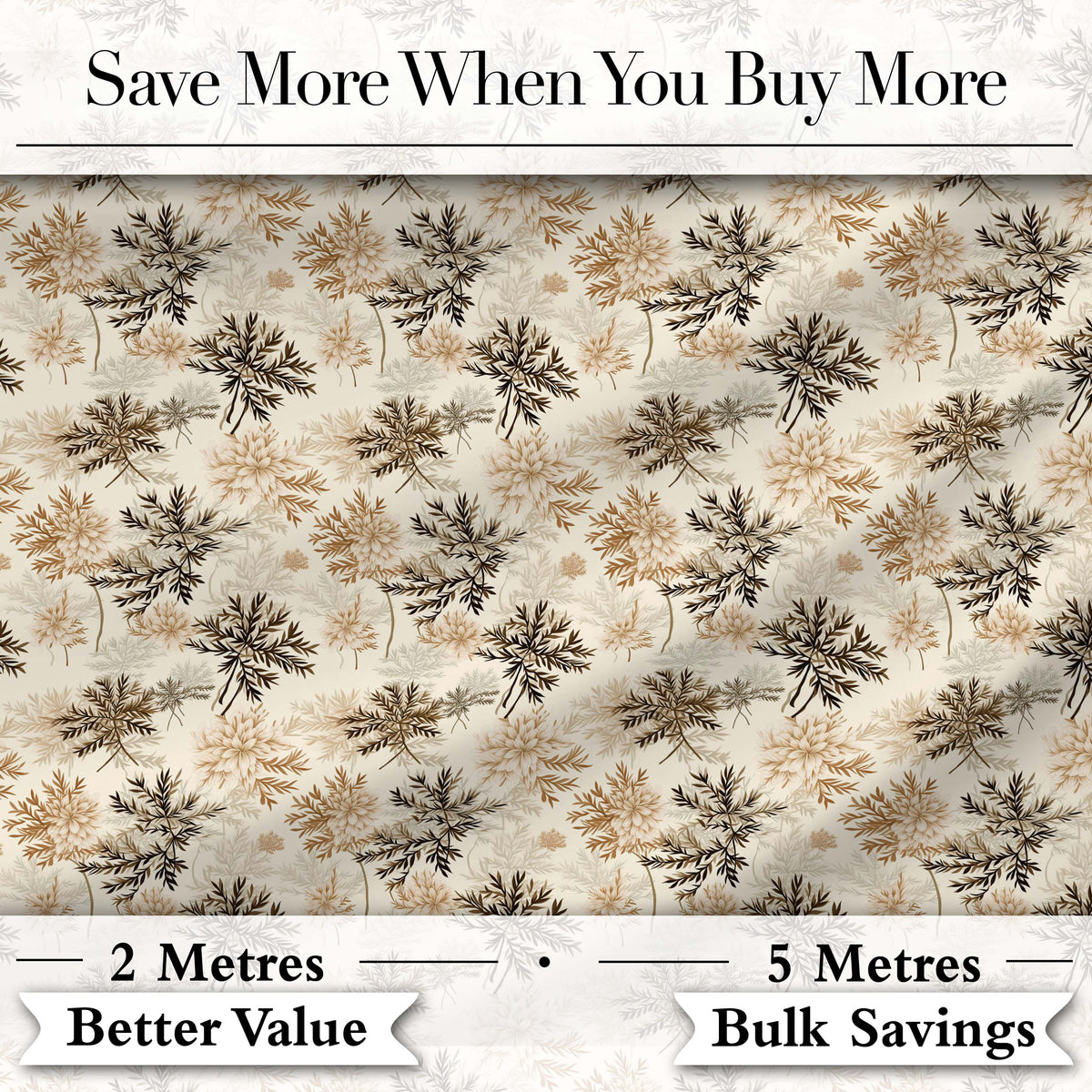 Beige Botanical Floral Pattern with Delicate Leaves and Chrysanthemum Flowers Digital Print Fabric by the Metre UK Sewing Quilting Textile