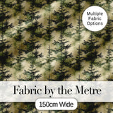 Watercolour Forest Pine Tree  with Layered Green Tones and Abstract Texture Digital Print Fabric by the Metre UK Sewing Quilting Textile