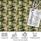 Watercolour Forest Pine Tree  with Layered Green Tones and Abstract Texture Digital Print Fabric by the Metre UK Sewing Quilting Textile