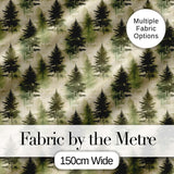 Soft Watercolour Evergreen Tree  with Misty Forest Effect on Light Background Digital Print Fabric by the Metre UK Sewing Quilting Textile