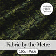 Dark Evergreen Fir Branch Pattern with Dense Foliage on Black Background Digital Print Fabric by the Metre UK Sewing Quilting Textile