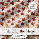 Autumn Maple Leaf Pattern in Warm Red and Beige Tones on Light Background Digital Print Fabric by the Metre UK Sewing Quilting Textile