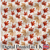 Autumn Maple Leaf Pattern in Warm Red and Beige Tones on Light Background Digital Print Fabric by the Metre UK Sewing Quilting Textile