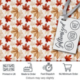 Autumn Maple Leaf Pattern in Warm Red and Beige Tones on Light Background Digital Print Fabric by the Metre UK Sewing Quilting Textile