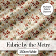 Vintage Floral Branch Pattern with Red Leaves on Neutral Background Digital Print Fabric by the Metre UK Sewing Quilting Textile