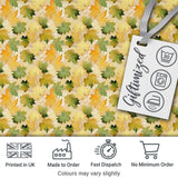 Yellow and Green Autumn Leaf Pattern on Soft Neutral Background Digital Print Fabric by the Metre UK Sewing Quilting Textile