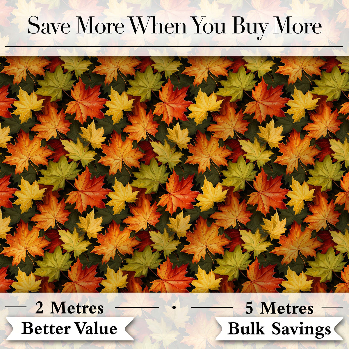 Vibrant Autumn Leaf Pattern with Mixed Maple Leaves on Dark Background Digital Print Fabric by the Metre UK Sewing Quilting Textile