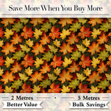 Vibrant Autumn Leaf Pattern with Mixed Maple Leaves on Dark Background Digital Print Fabric by the Metre UK Sewing Quilting Textile