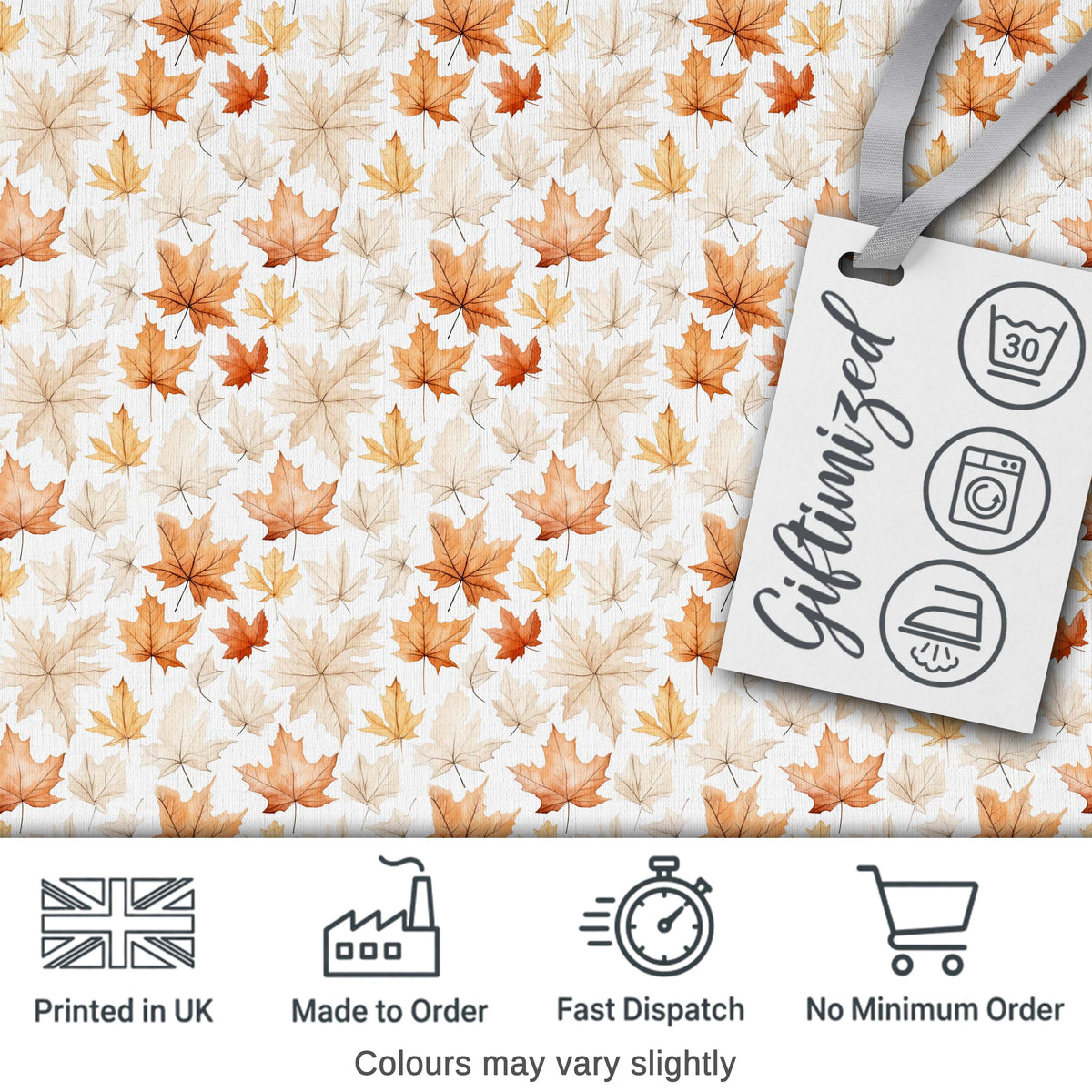 Soft Watercolour Maple Leaves in Beige and Warm Orange on Light Background Digital Print Fabric by the Metre UK Sewing Quilting Textile