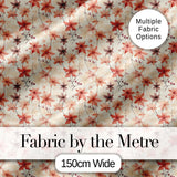 Delicate Coral Maple Leaves with Berry Branches on Cream Background Digital Print Fabric by the Metre UK Sewing Quilting Textile
