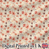 Delicate Coral Maple Leaves with Berry Branches on Cream Background Digital Print Fabric by the Metre UK Sewing Quilting Textile