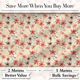 Delicate Coral Maple Leaves with Berry Branches on Cream Background Digital Print Fabric by the Metre UK Sewing Quilting Textile