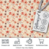Delicate Coral Maple Leaves with Berry Branches on Cream Background Digital Print Fabric by the Metre UK Sewing Quilting Textile
