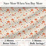 Minimal Orange Maple Leaves with Scattered Black Dots on Neutral Background Digital Print Fabric by the Metre UK Sewing Quilting Textile