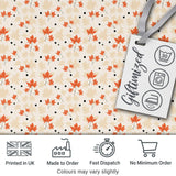 Minimal Orange Maple Leaves with Scattered Black Dots on Neutral Background Digital Print Fabric by the Metre UK Sewing Quilting Textile