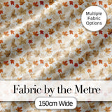 Neutral Autumn Maple Leaves in Soft Beige and Orange Tones on Light Background Digital Print Fabric by the Metre UK Sewing Quilting Textile