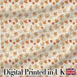 Neutral Autumn Maple Leaves in Soft Beige and Orange Tones on Light Background Digital Print Fabric by the Metre UK Sewing Quilting Textile