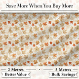 Neutral Autumn Maple Leaves in Soft Beige and Orange Tones on Light Background Digital Print Fabric by the Metre UK Sewing Quilting Textile