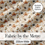 Vintage Style Autumn Leaves in Muted Brown and Taupe Tones on Cream Background Digital Print Fabric by the Metre UK Sewing Quilting Textile