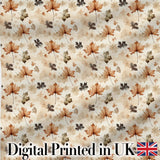 Vintage Style Autumn Leaves in Muted Brown and Taupe Tones on Cream Background Digital Print Fabric by the Metre UK Sewing Quilting Textile