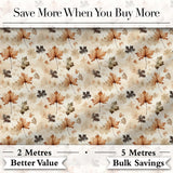 Vintage Style Autumn Leaves in Muted Brown and Taupe Tones on Cream Background Digital Print Fabric by the Metre UK Sewing Quilting Textile