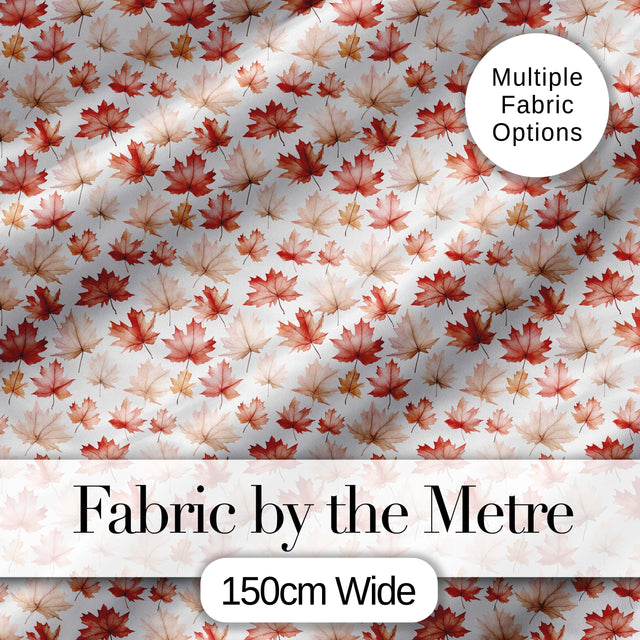 Rich Autumn Leaves in Deep Orange and Dark Green with Berry Detail Digital Print Fabric by the Metre UK Sewing Quilting Textile