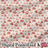 Rich Autumn Leaves in Deep Orange and Dark Green with Berry Detail Digital Print Fabric by the Metre UK Sewing Quilting Textile