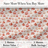 Rich Autumn Leaves in Deep Orange and Dark Green with Berry Detail Digital Print Fabric by the Metre UK Sewing Quilting Textile
