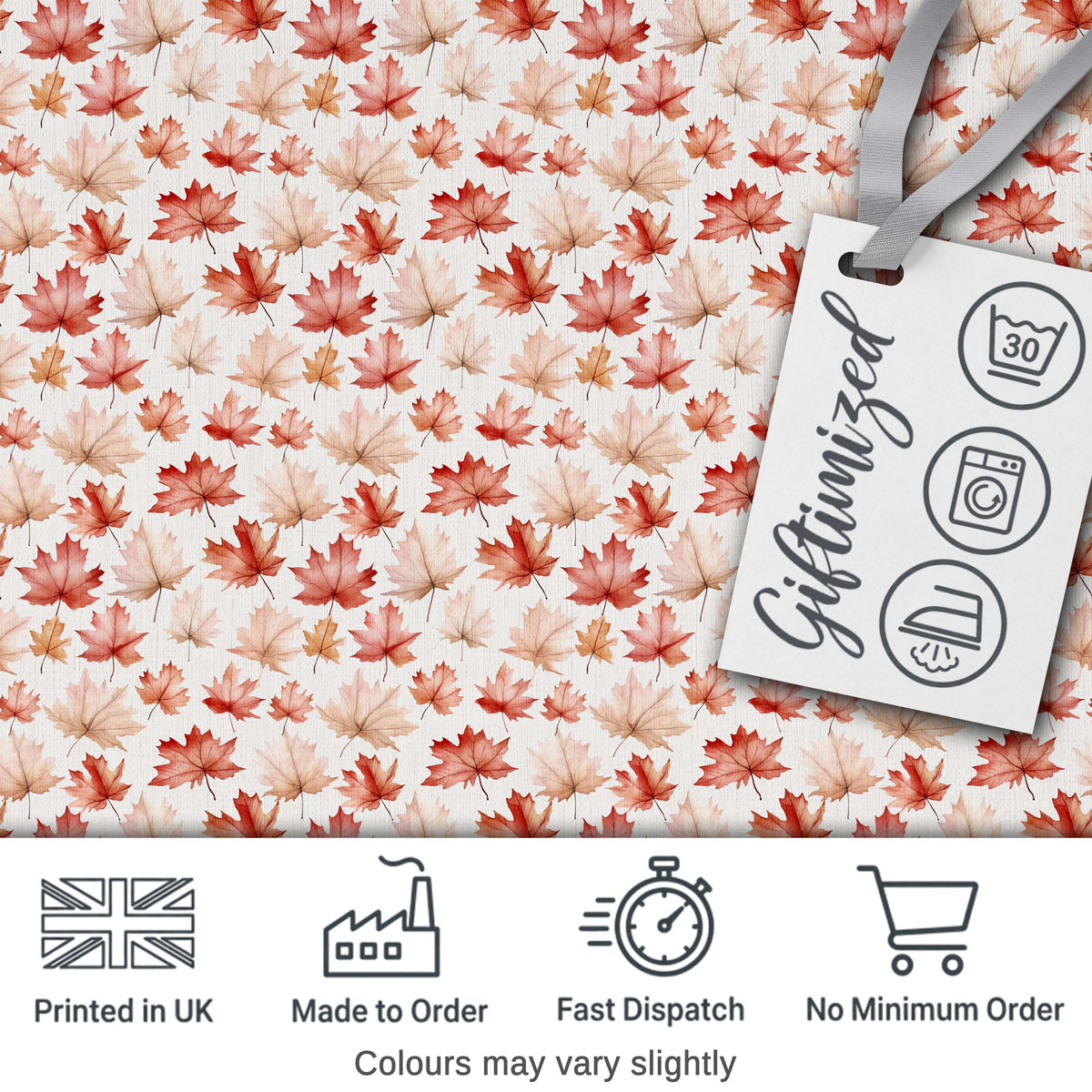 Rich Autumn Leaves in Deep Orange and Dark Green with Berry Detail Digital Print Fabric by the Metre UK Sewing Quilting Textile