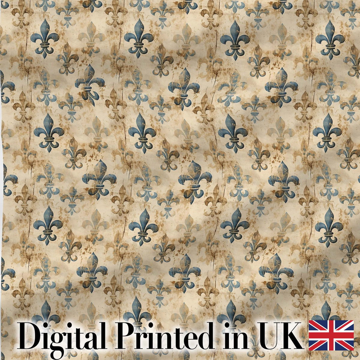 Elegant Neutral Fleur de Lis Pattern in Soft Beige Tones on Light Background Digital Print Fabric by the Metre UK Sewing Quilting Textile