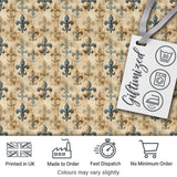 Elegant Neutral Fleur de Lis Pattern in Soft Beige Tones on Light Background Digital Print Fabric by the Metre UK Sewing Quilting Textile