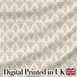 Decorative Fleur de Lis Pattern in Navy Red and Gold on Warm Beige Background Digital Print Fabric by the Metre UK Sewing Quilting Textile