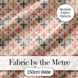 Vintage French Fleur de Lis  in Red and Blue on Distressed Beige Background Digital Print Fabric by the Metre UK Sewing Quilting Textile