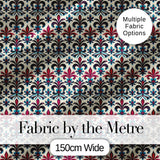 Bold Teal and Magenta Ornate Fleur de Lis Floral Pattern on Light Background Digital Print Fabric by the Metre UK Sewing Quilting Textile