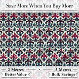 Bold Teal and Magenta Ornate Fleur de Lis Floral Pattern on Light Background Digital Print Fabric by the Metre UK Sewing Quilting Textile