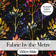 Colorful Gradient Leaves and Branches on Dark Night Background Digital Print Fabric by the Metre UK Sewing Quilting Textile