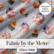 Halloween Donuts Cupcakes Spiders and Ghosts Cute   Grey Background Digital Print Fabric by the Metre UK Sewing Quilting Textile