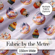 Halloween Donuts Cupcakes Spiders and Ghosts Cute   Soft Lilac Background Digital Print Fabric by the Metre UK Sewing Quilting Textile