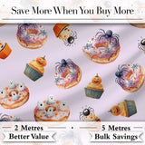 Halloween Donuts Cupcakes Spiders and Ghosts Cute   Soft Lilac Background Digital Print Fabric by the Metre UK Sewing Quilting Textile