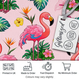 Tropical Flamingo with Hibiscus Flowers and Leaves   Soft Pink Background Digital Print Fabric by the Metre UK Sewing Quilting Textile