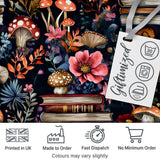 Vintage Mushrooms Books and Floral Dark Botanical Seamless Pattern Digital Print Fabric by the Metre UK Sewing Quilting Textile