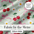 Cute Cherry Bow and Daisy Seamless Pattern on Sage Green Digital Print Fabric by the Metre UK Sewing Quilting Textile