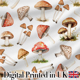 Watercolor Woodland Mushroom Botanical Seamless Pattern Digital Print Fabric by the Metre UK Sewing Quilting Textile